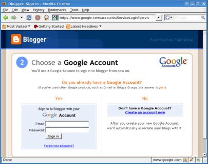 Google account login page